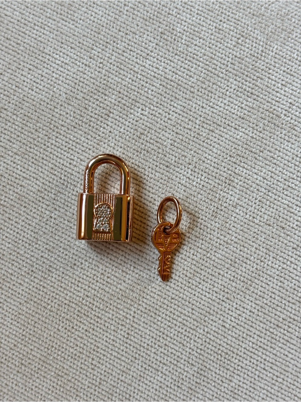 Pandora Rose Gold Plated Padlock & Key Charm Set